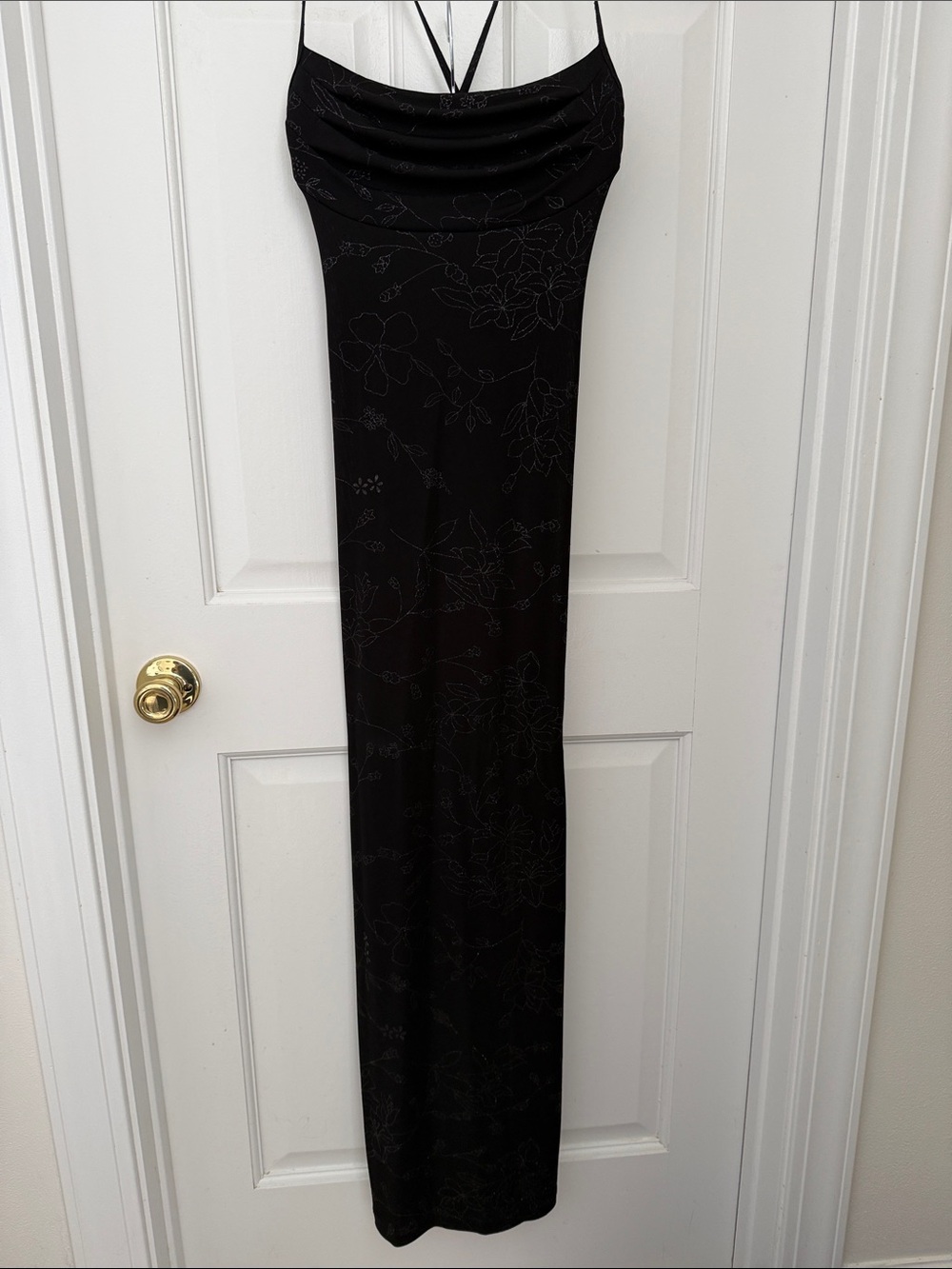 Rampage Black Floral Cowl Neck Maxi Slip Dress